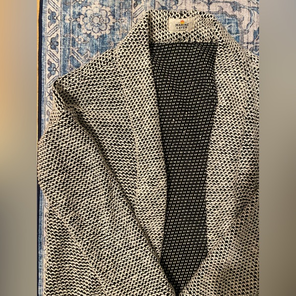 Marine Layer Birdseye Cardigan Black White Contrast XS - Picture 4 of 8